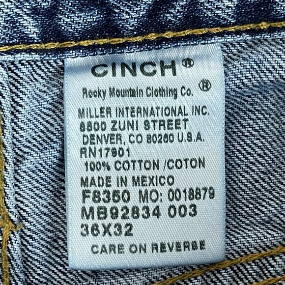 Cinch Jeans White Label Bootcut Mens 36x32 Blue Denim Pants - Picture 7 of 8